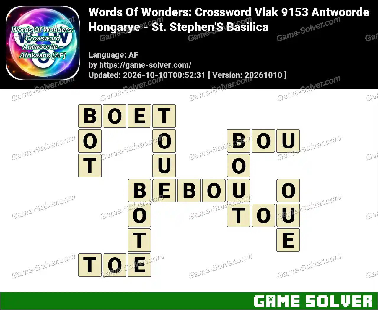 Words Of Wonders: Crossword Vlak 9153 Antwoorde – Hongarye – St. Stephen’S Basilica